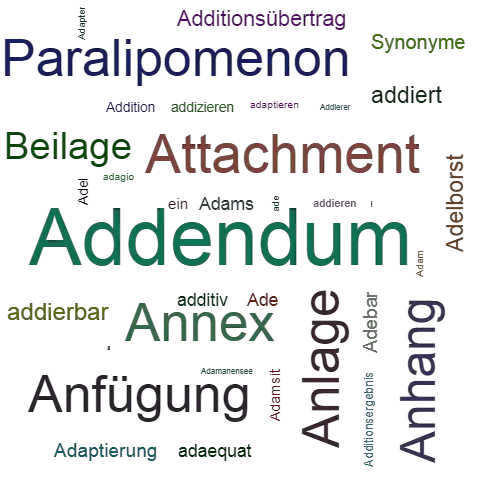 Ein anderes Wort für Addendum - Synonym Addendum