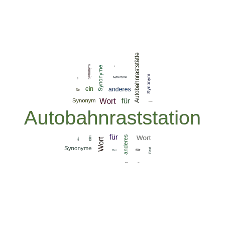 Ein anderes Wort für Autobahnraststation - Synonym Autobahnraststation