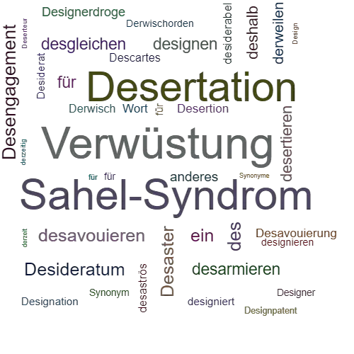 Ein anderes Wort für Desertifikation - Synonym Desertifikation