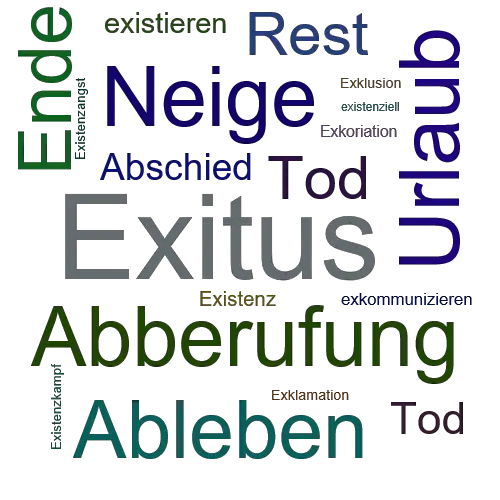 Ein anderes Wort für Exitus - Synonym Exitus