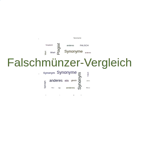 Ein anderes Wort für Falschmünzer-Vergleich - Synonym Falschmünzer-Vergleich