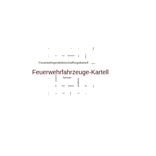 Ein anderes Wort für Feuerwehrfahrzeuge-Kartell - Synonym Feuerwehrfahrzeuge-Kartell