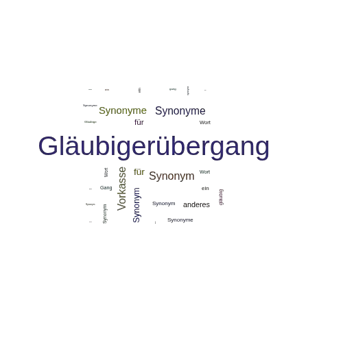 Ein anderes Wort für Gläubigerübergang - Synonym Gläubigerübergang