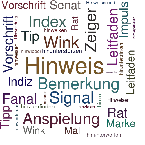 Ein anderes Wort für Hinweis - Synonym Hinweis