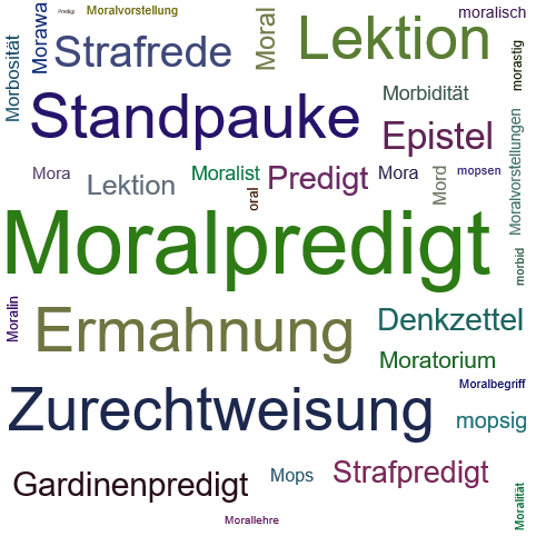 Ein anderes Wort für Moralpredigt - Synonym Moralpredigt