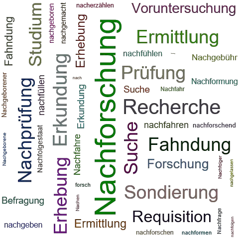 Ein anderes Wort für Nachforschung - Synonym Nachforschung