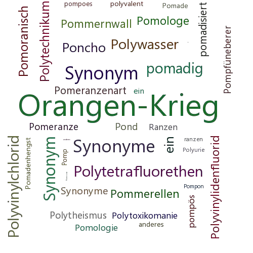 Ein anderes Wort für Pomeranzenkrieg - Synonym Pomeranzenkrieg