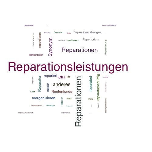 Ein anderes Wort für Reparationsleistungen - Synonym Reparationsleistungen