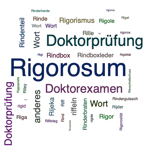 Ein anderes Wort für Rigorosum - Synonym Rigorosum