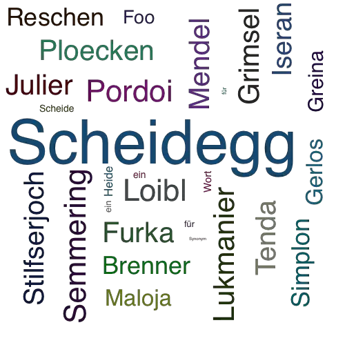 Ein anderes Wort für Scheidegg - Synonym Scheidegg
