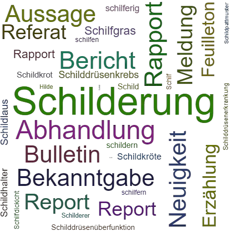 Ein anderes Wort für Schilderung - Synonym Schilderung