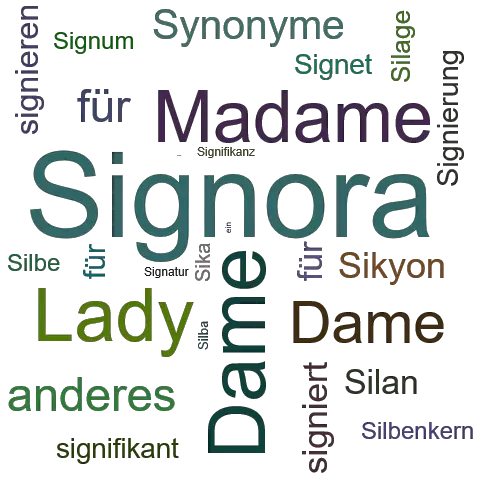 Ein anderes Wort für Signora - Synonym Signora