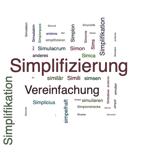 Ein anderes Wort für Simplifizierung - Synonym Simplifizierung