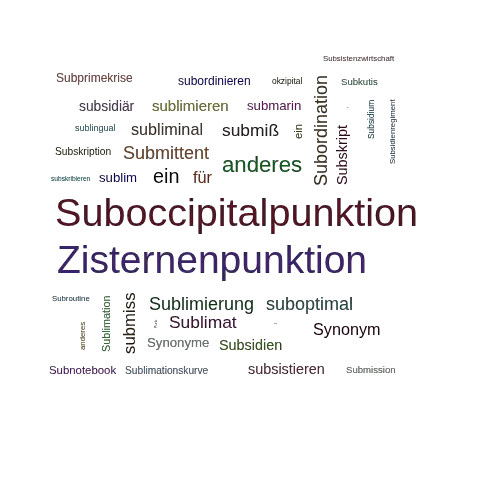 Ein anderes Wort für Subokzipitalpunktion - Synonym Subokzipitalpunktion