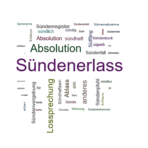 Ein anderes Wort für Sündenerlass - Synonym Sündenerlass