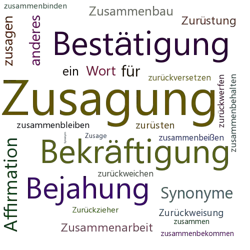Ein anderes Wort für Zusagung - Synonym Zusagung