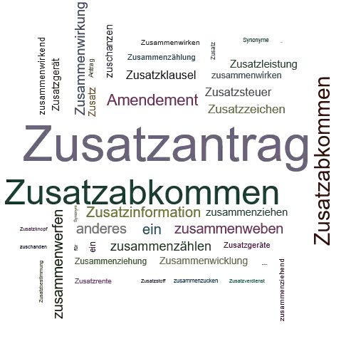 Ein anderes Wort für Zusatzantrag - Synonym Zusatzantrag