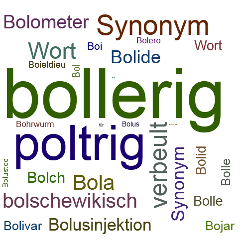 Ein anderes Wort für bollerig - Synonym bollerig