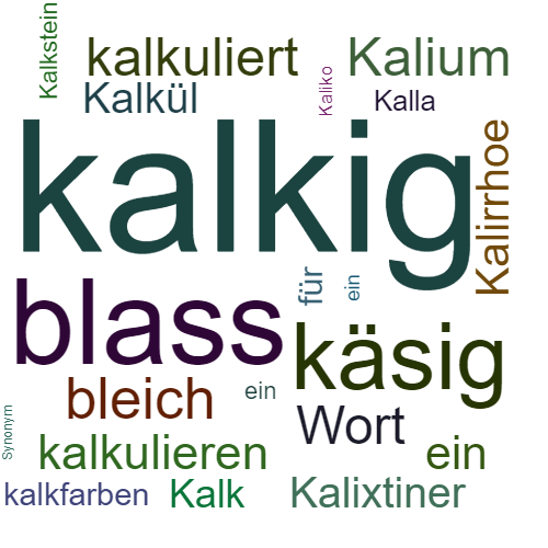 Ein anderes Wort für kalkig - Synonym kalkig