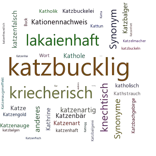 Ein anderes Wort für katzbucklig - Synonym katzbucklig