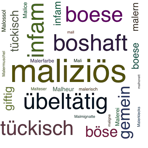 Ein anderes Wort für maliziös - Synonym maliziös