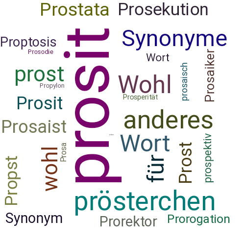 Ein anderes Wort für prosit - Synonym prosit