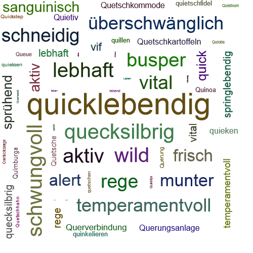 Ein anderes Wort für quicklebendig - Synonym quicklebendig
