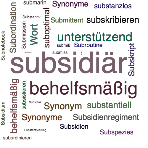 Ein anderes Wort für subsidiär - Synonym subsidiär