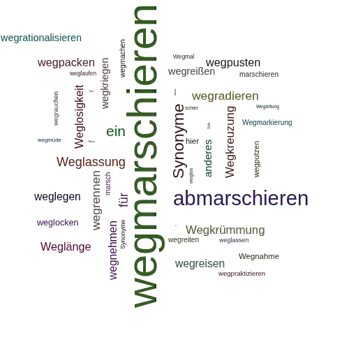 Ein anderes Wort für wegmarschieren - Synonym wegmarschieren